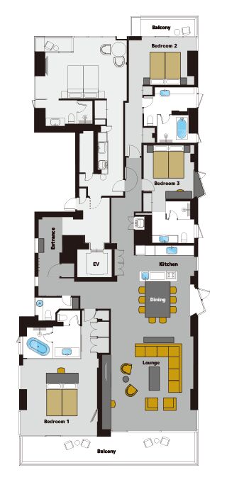 MUSE Niseko 3-Bedroom Apartment 401 - Floor Plan