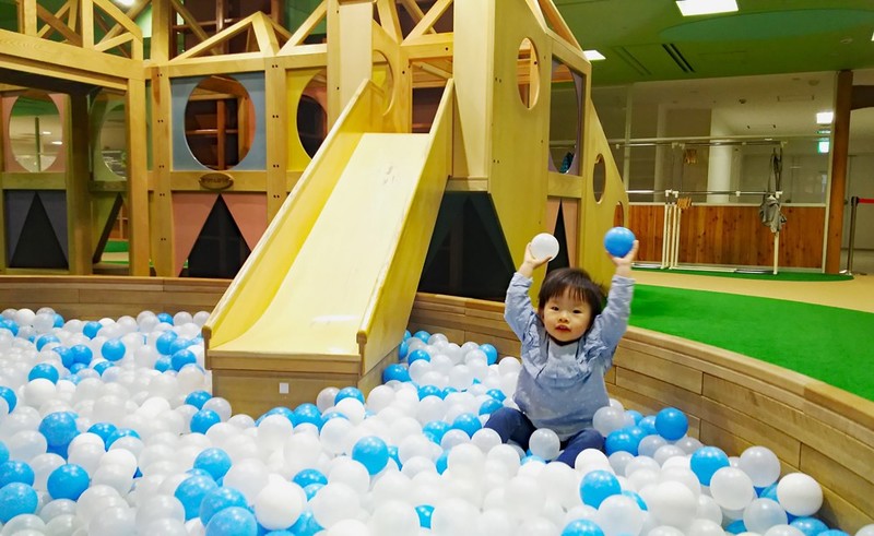Child playing in the ball pool of Mori Mori Park is for children of all ages