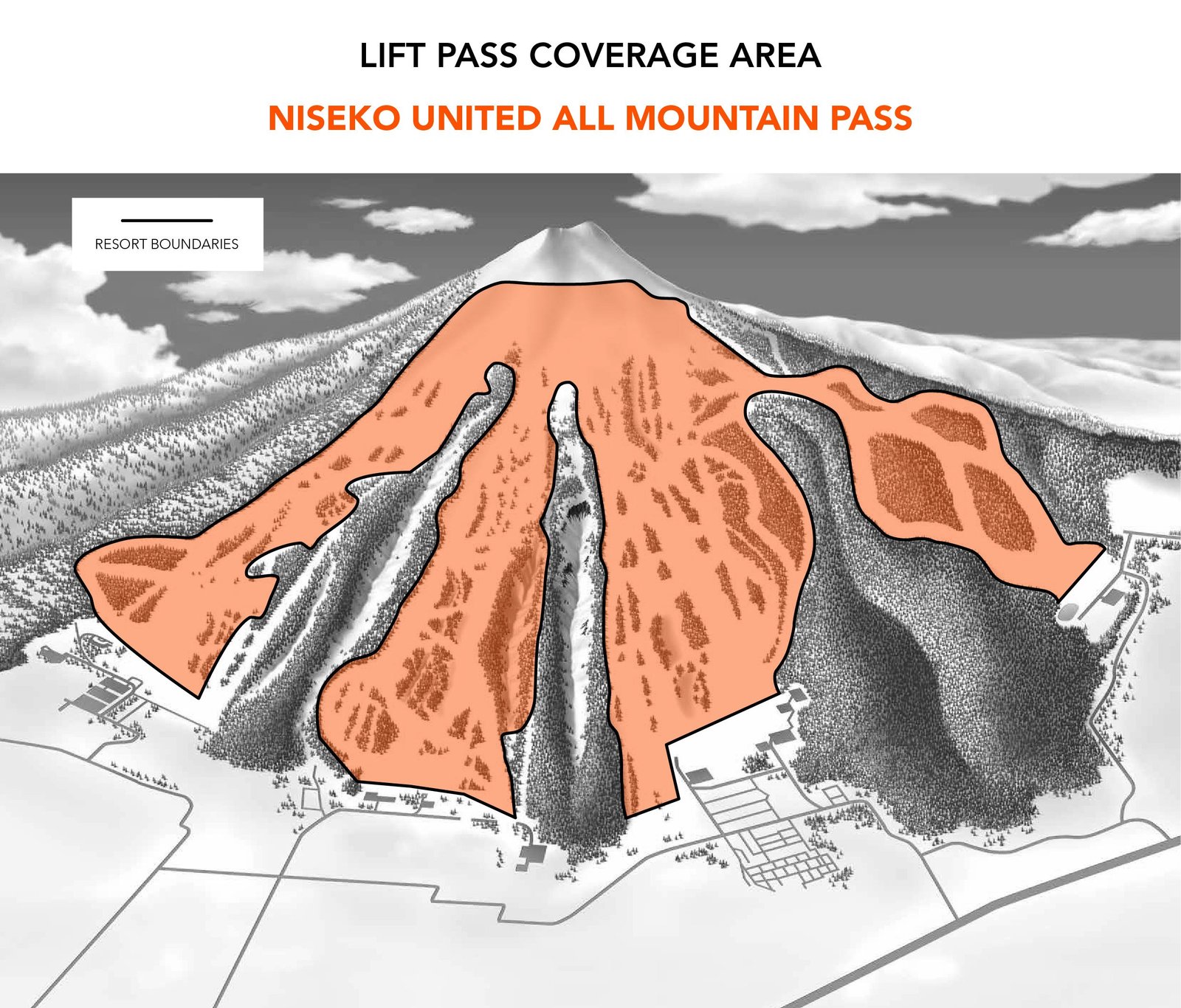 the area of the niseko united all mountain lift pass.